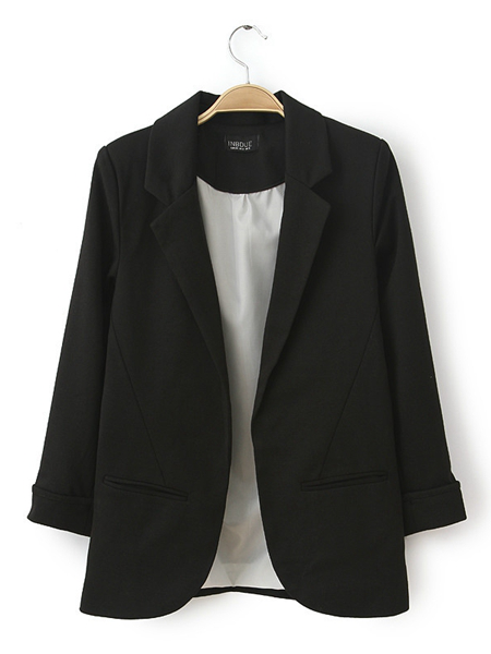 Color s&oacute;lido ocasional sin buttonturn por el cuello 3/4 manga traje de chaqueta ol